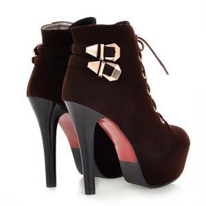 high heel booties brown