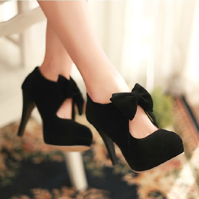 black tie high heels