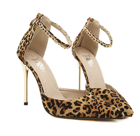 Leopard Metal Pointed High Heeled Shoes Zx1014dj On Luulla