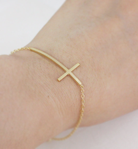 gold sideways cross bracelet