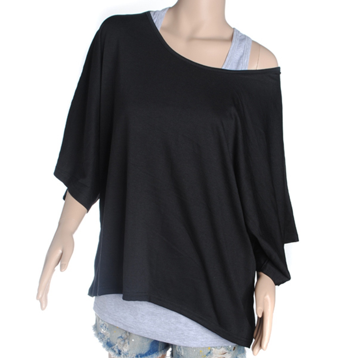 Fashion Women Sexy Loose Top Casual Batwing Sleeve Dolman Blouse T ...