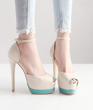 beige color high heels