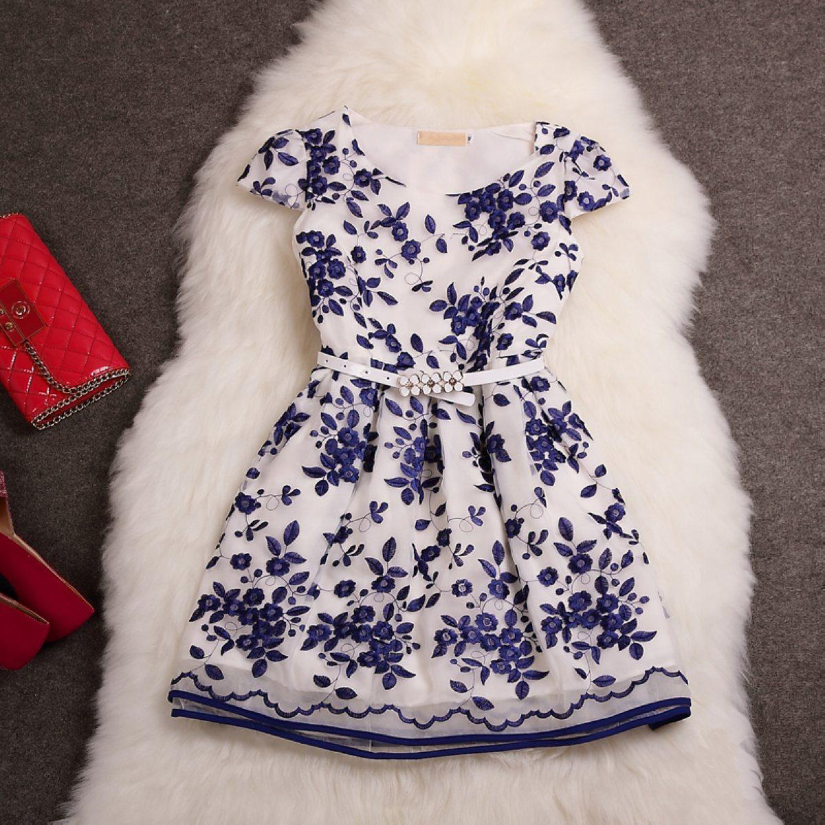 Flower Embroidery Fashion Dress Mz1 on Luulla