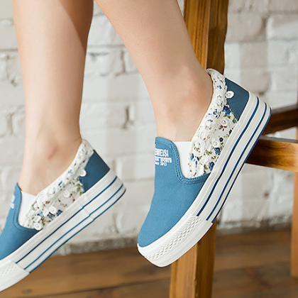 slip on sneakers with flowers