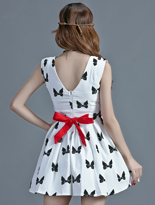 Fashion V Neck Butterfly Printed Sleeveless Dresses Fabric Polyester Fiber On Luulla 6985