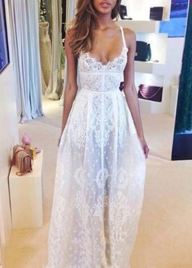 Sheer White Lace Dress (M-L) 